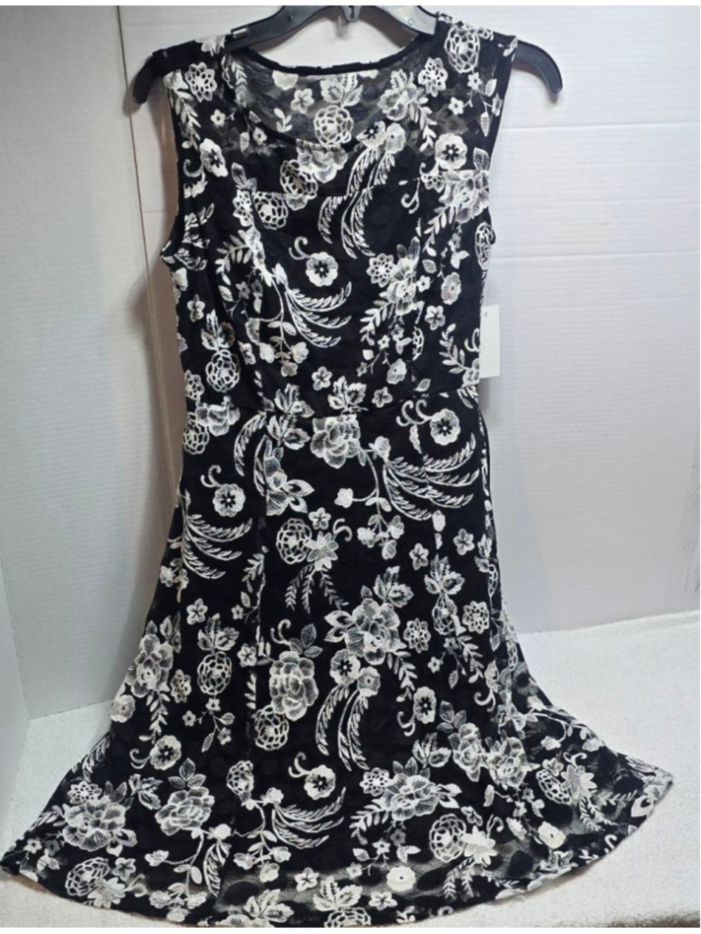 Women's Candallite Petite Black & White Floral Lace Dress PM - Picture 1 of 10